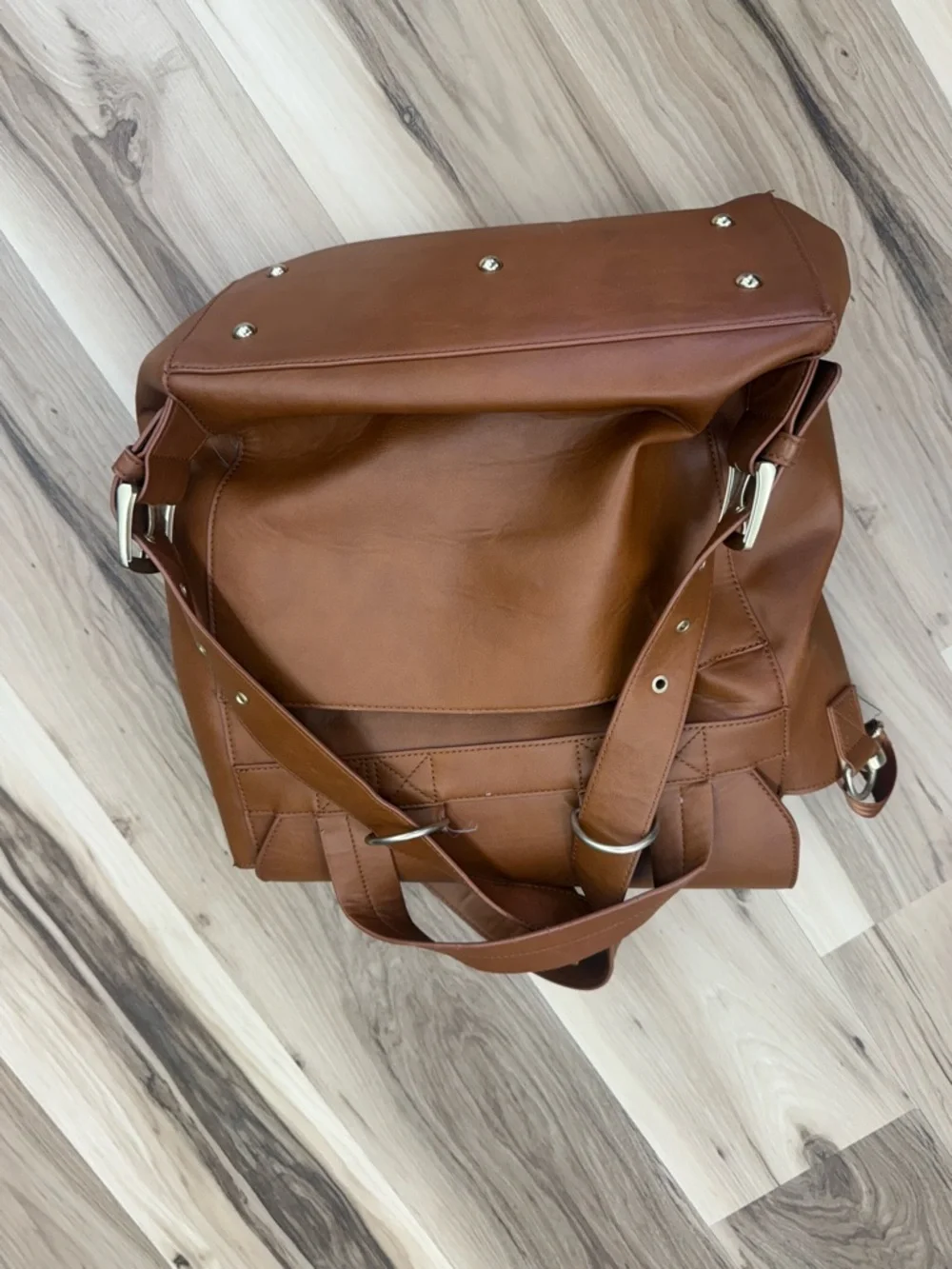 JJ Cole Brown Leather Crossbody Diaper Bag